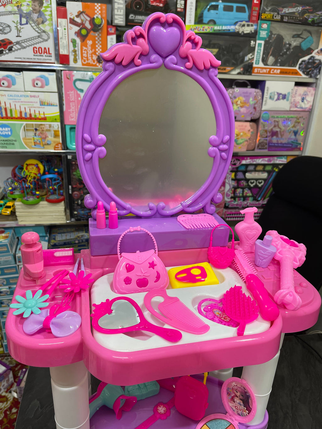 Kids Dressing Table with stool , working water Tap & Fun Accessories