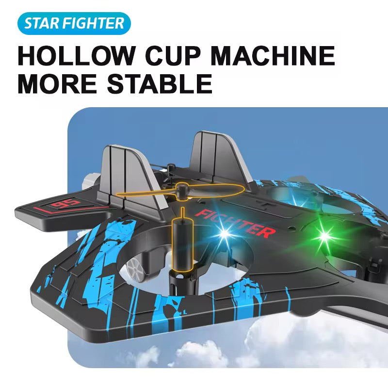 RC Fighter Jet Drone Stunt Plane Aircraft with Lights & 360° Flip
