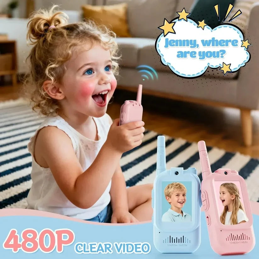2Pcs Rechargeable Kids Video Call Walkie Talkie