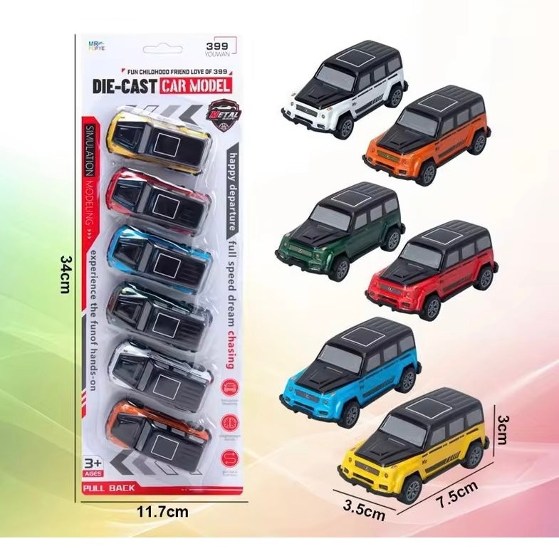 Pack of 12 Die-Cast Metal Pull-Back Cars – Mini Vehicles for Kids