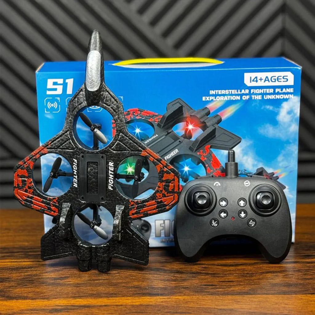 RC Fighter Jet Drone Stunt Plane Aircraft with Lights & 360° Flip