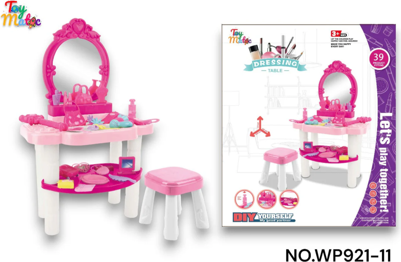 Kids Dressing Table with stool , working water Tap & Fun Accessories