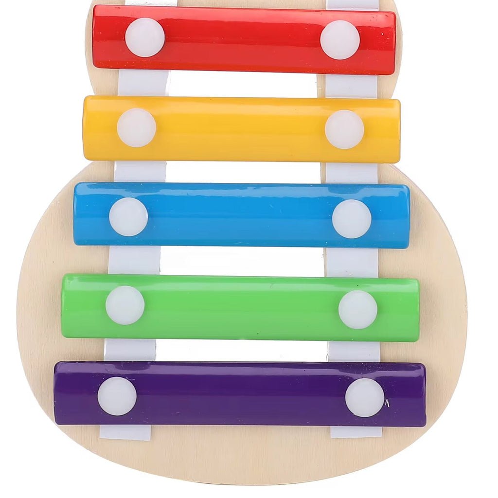 Wooden & Metal Guitar shape Xylophone for Kids – Musical Piano Toy