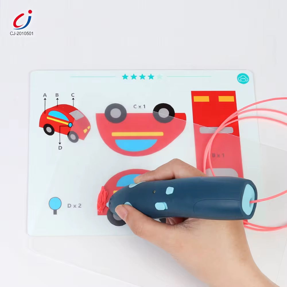 3D Drawing pen with 3 wires & Multiple Drawing cards!