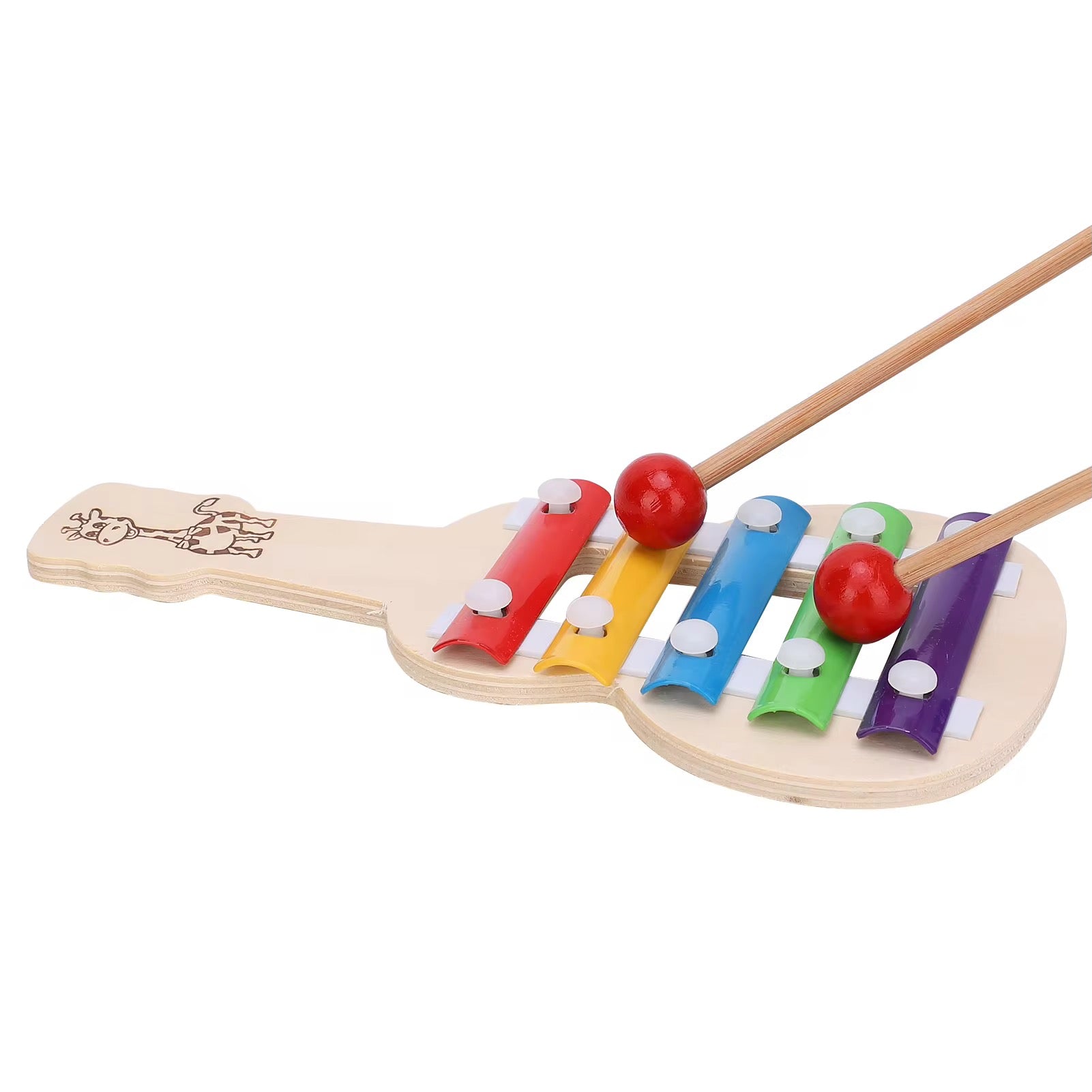 Wooden & Metal Guitar shape Xylophone for Kids – Musical Piano Toy