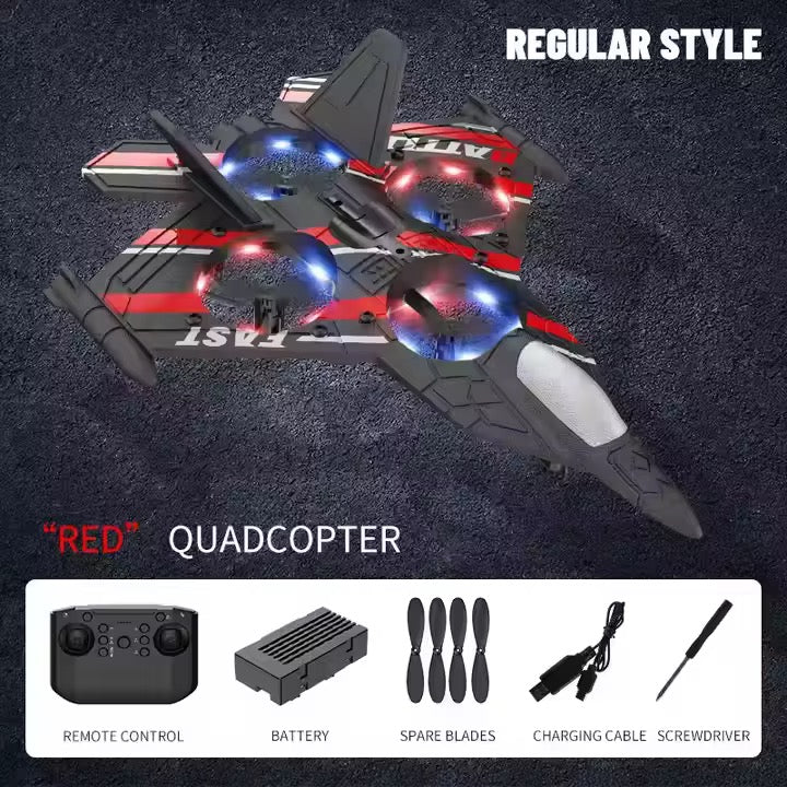 RC Fighter Jet Drone Stunt Plane Aircraft with Lights & 360° Flip