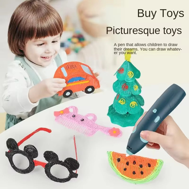3D Drawing pen with 3 wires & Multiple Drawing cards!