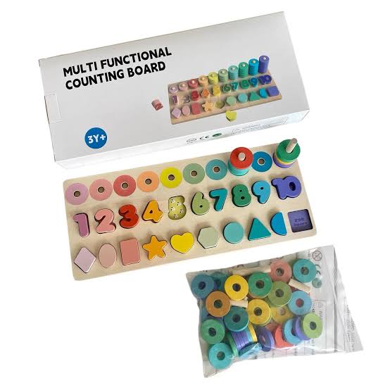 Montessori Wooden Multifunctional Busy Board with Magnetic Fishing Puzzle Early Education Blocks & more
