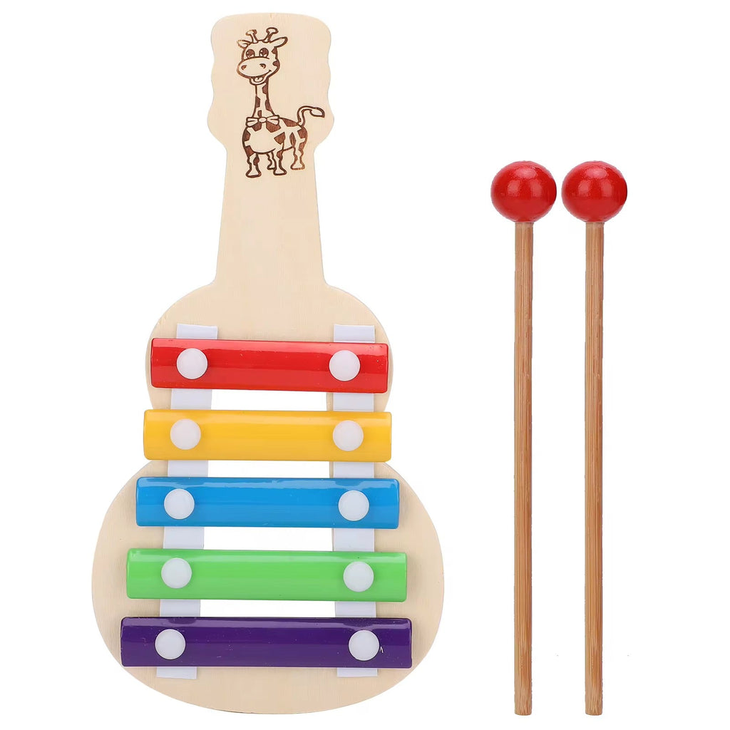 Wooden & Metal Guitar shape Xylophone for Kids – Musical Piano Toy