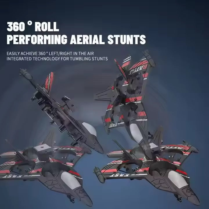 RC Fighter Jet Drone Stunt Plane Aircraft with Lights & 360° Flip