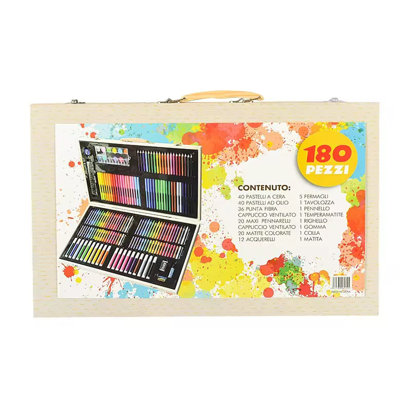 Colouring Art Kit – Multi-Character Box Set for Kids 188 pcs wooden case