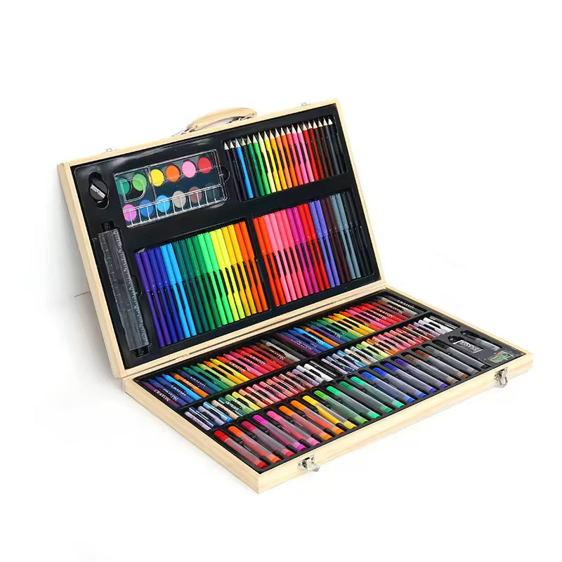 Colouring Art Kit – Multi-Character Box Set for Kids 188 pcs wooden case
