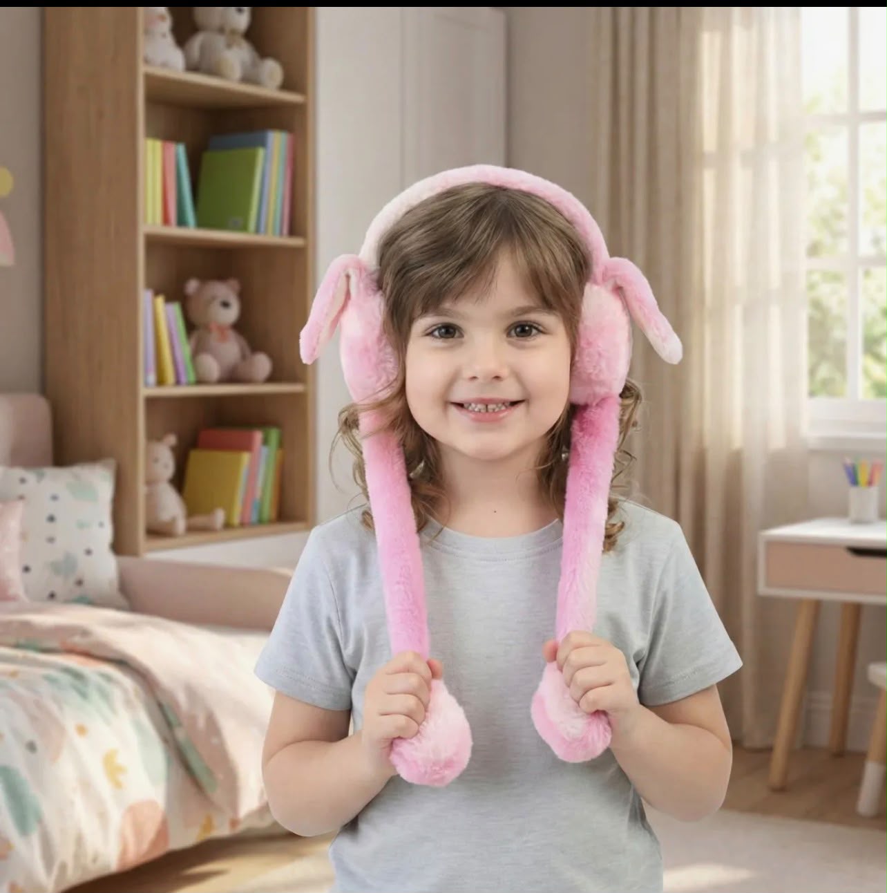 Premium Kids Plush Bunny Earmuffs - 1Pc