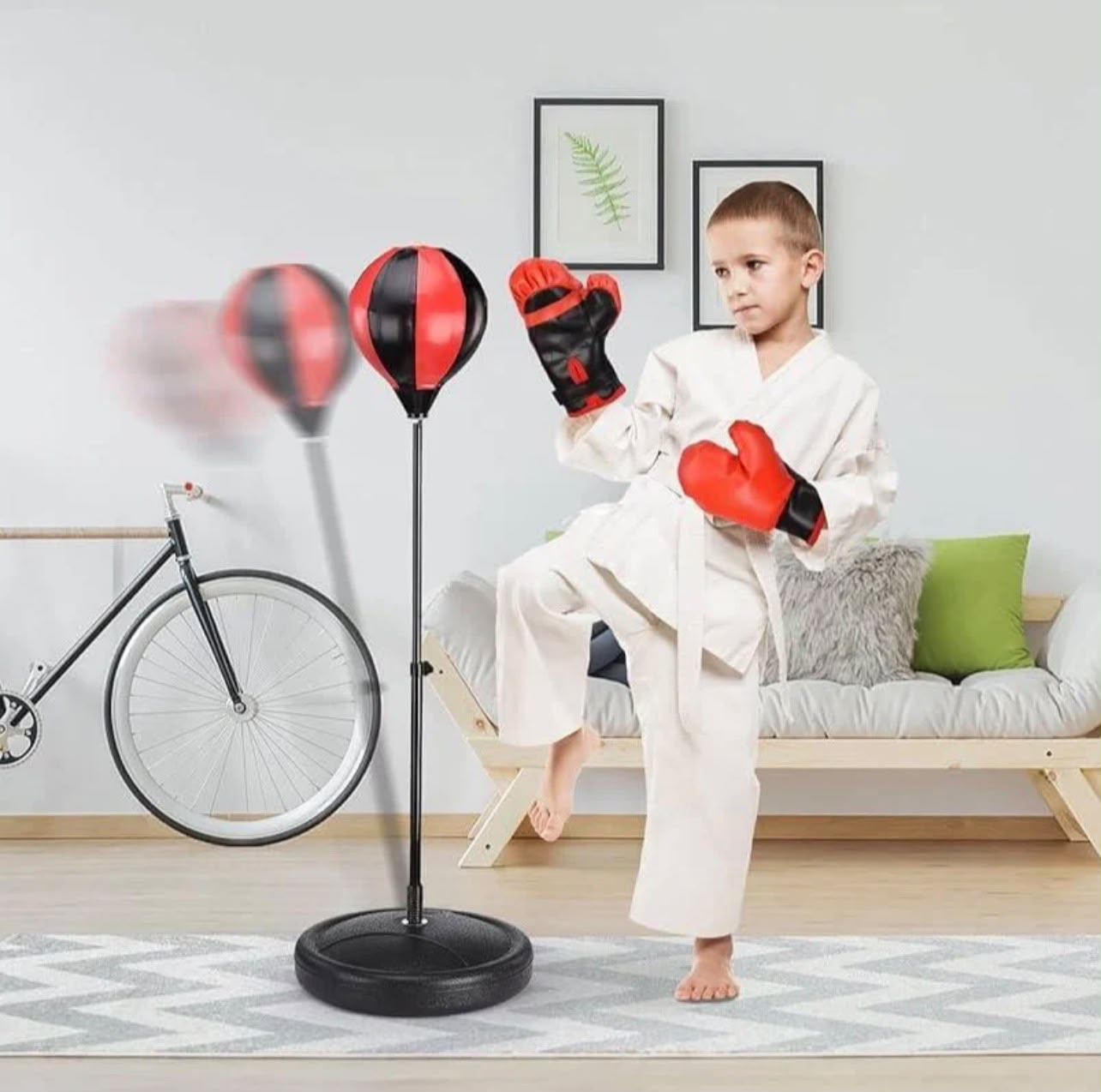 Kids Adjustable Height Boxing Game Stand