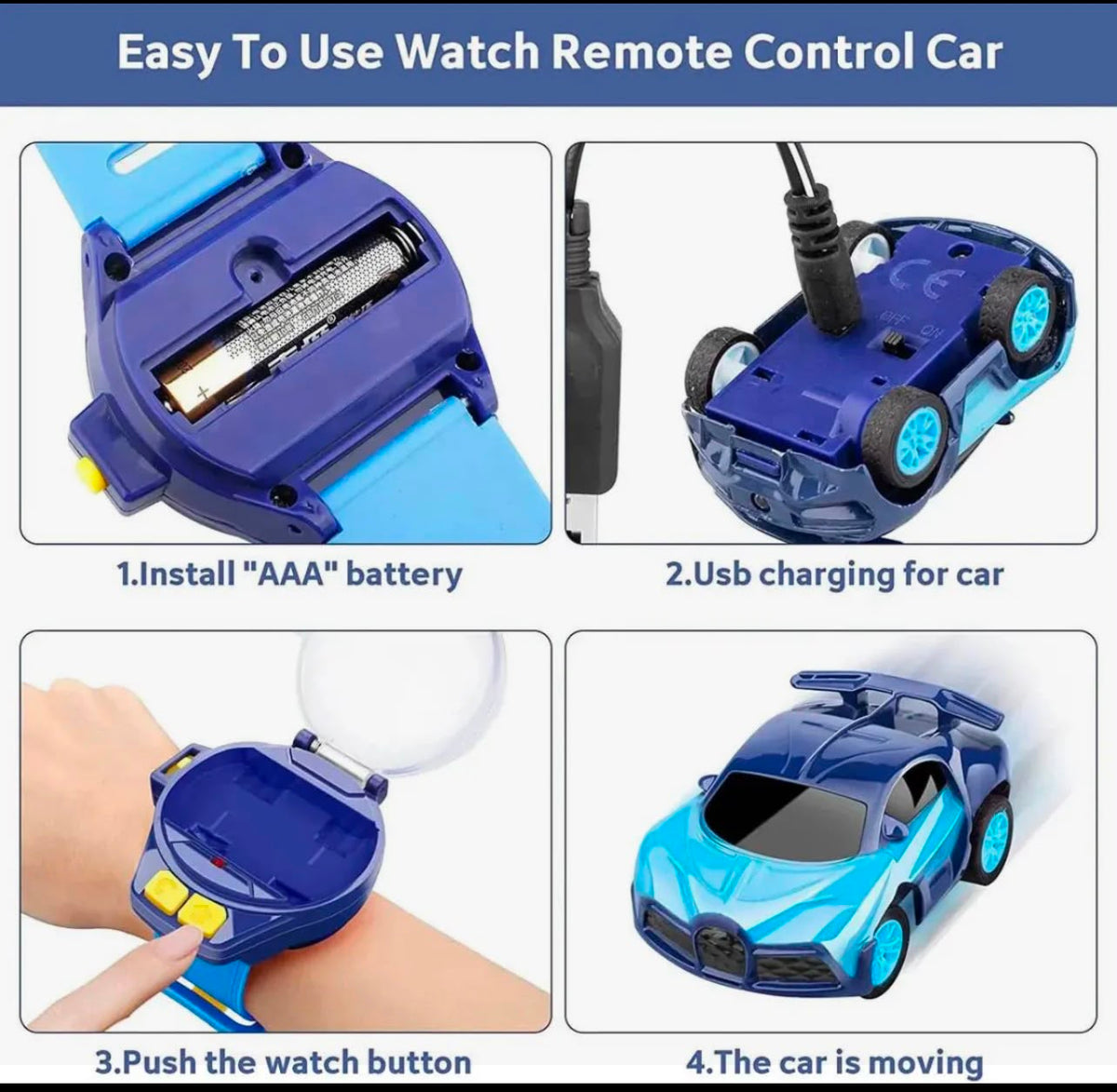 Mini Remote Control Car Watch Toy 2.4 GHz Wrist Racing Car Watch For Kids