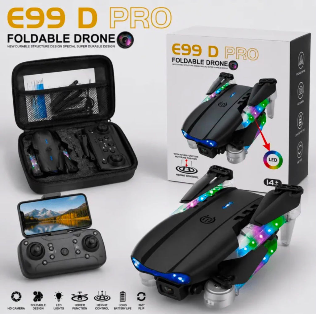 E99 D Pro Double Battery Foldable Drone with HD Camera & Bright LED Lights