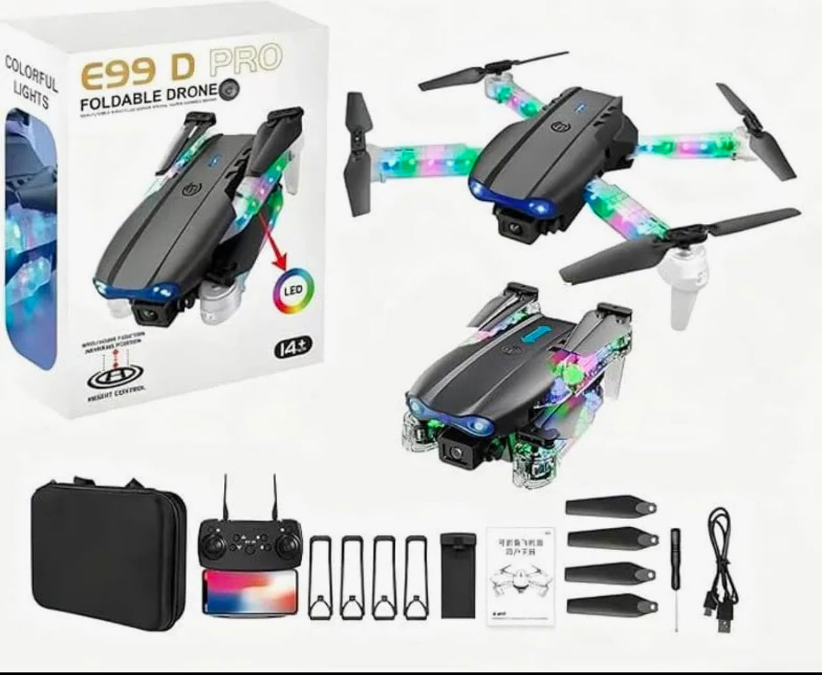 E99 D Pro Double Battery Foldable Drone with HD Camera & Bright LED Lights