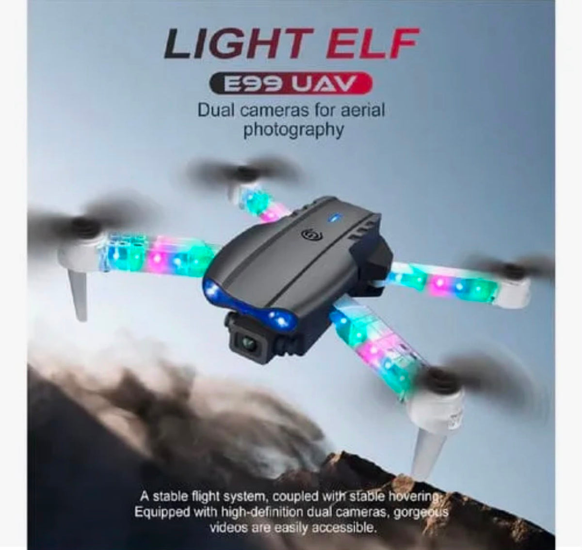 E99 D Pro Double Battery Foldable Drone with HD Camera & Bright LED Lights